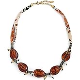 ADINA EDEN Women's Bandana Beaded Amber Necklace