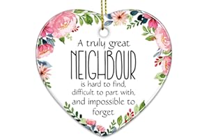 QYUVK A Truly Great Neighbour Funny Heart Ornament, Christmas Tree Idea Ornament, Birthday Thanksgiving Housewarming Gifts for Neighbors Friends Colleagues