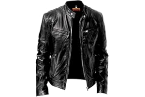 DECKRA Mens Genuine Leather Jacket Cowhide Motorbike Motorcycle Moto-Jacket Real Leather Black/Brown