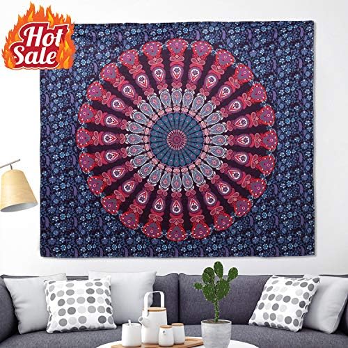 Kithouse Tapestry Wall Hanging - Psychedelic Tapestry Hippie Mandala Bohemian Tapestry for Men Women Boys Girls - Tapestry for Bedroom Dorm Living Room Decor(Purple, Cotton Knit Fabric, 59” x 78.7”)