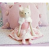 Inspired by Jewel Dixie The Deer Plush Doll | Handmade Stuffed Woodland Animal Toy for Kids & Young Girls | Cute Pink & White Nursery Decor for Children | Soft Cotton Linen Material | 20-inch Tall