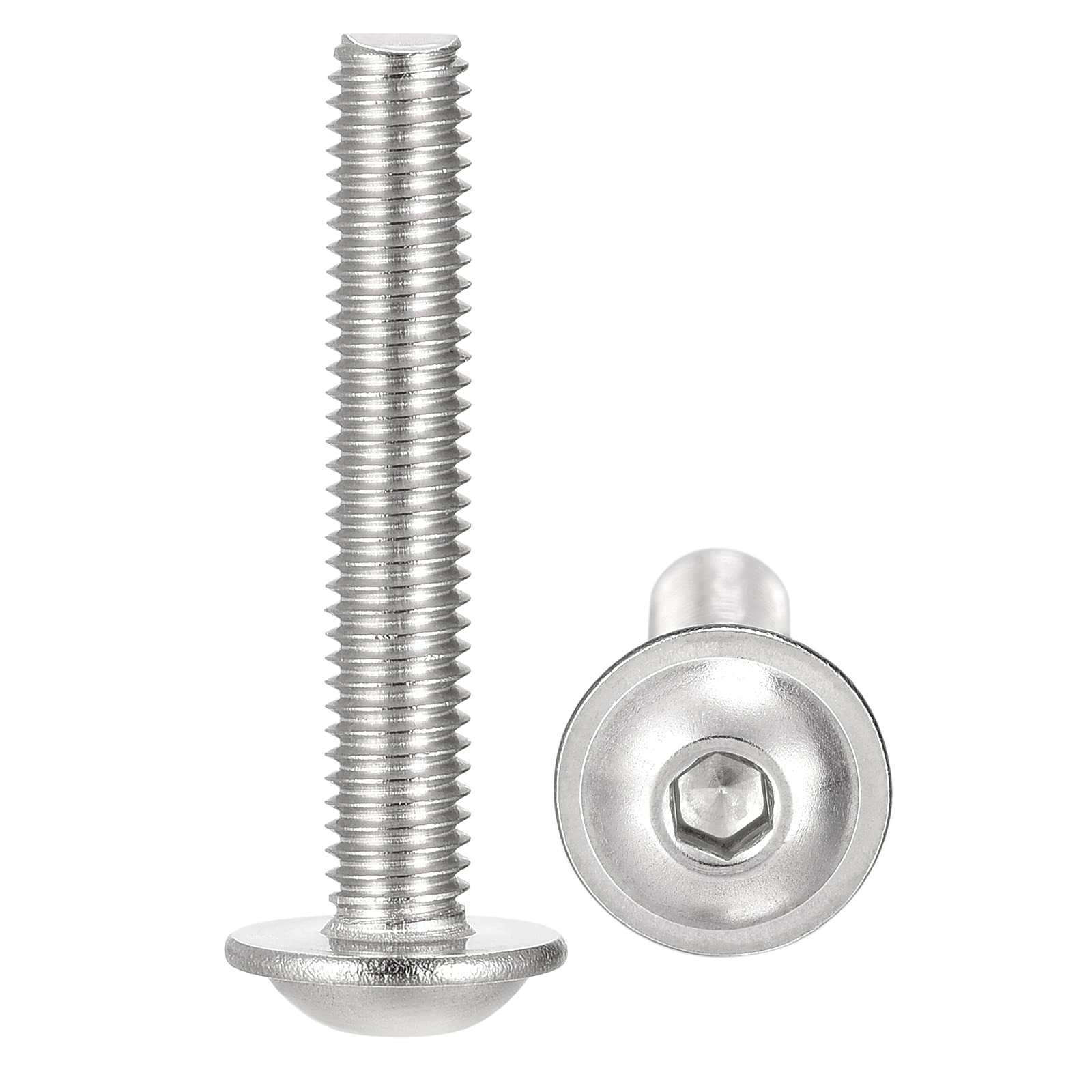 sourcing map Flanged Button Head Socket Cap Screws, M5*30mm Hex Socket Drive Screw, 304 Stainless Steel Fasteners Bolts, Fully Threaded Machine Screw 50Pcs — image 1