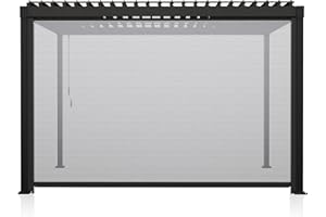 Mirador Accessory - 12Ft Side Shade Screen for Mirador pergola 80/88 Series, Crank, Enhance Outdoor Living Space with Sun Shade, Wind Block, UV Resistant, Charcoal, not pergola