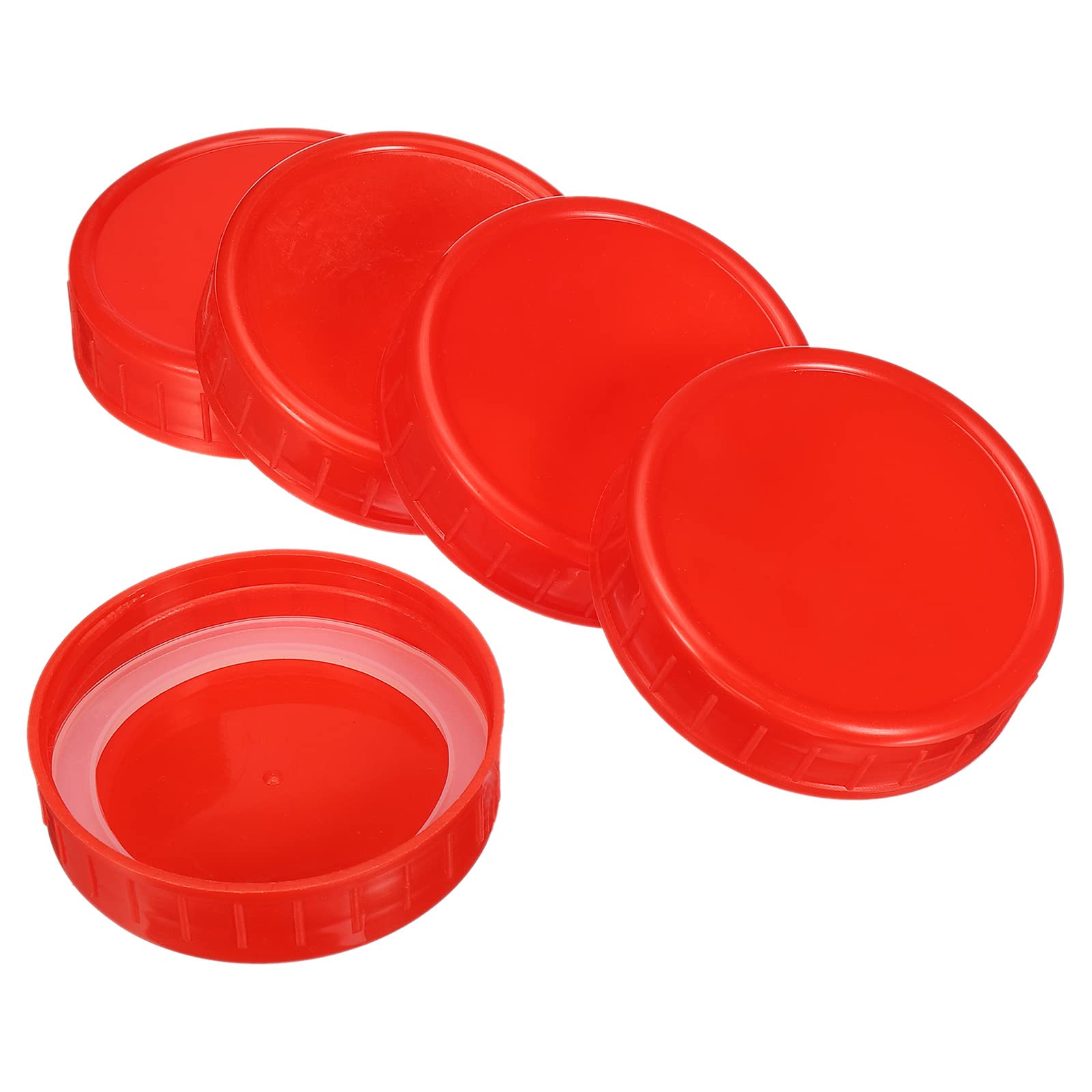 PATIKIL 70mm / 2-3/4" Regular Mouth Plastic Mason Jar Lids, 1Set/24 Pack Canning Jars Caps with Silicone Sealing Ring for Kitchen Storage, Red
