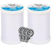Coats &amp; Clark Dual Duty XP All Purpose Sewing Thread - S910-2 Pack - 500 Yards Total - Bundle with Bella's Crafts Needle Threaders (White)