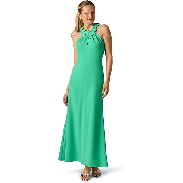 Amazon.com: KDTM Aqua Blue Women's Satin Mother of The Bride Dresses with  Lace Appliques Maxi Halter Lace Formal Dresses for Wedding Guest US 0 :  Clothing, Shoes & Jewelry