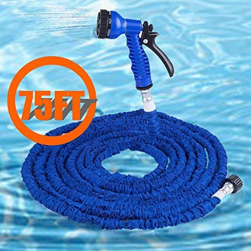75FT Expandalble Garden Hose Water Pipe with 7 Modes Spray Gun (blue)
