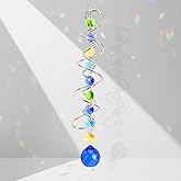 Crystal Suncatchers Decorative Sun Catchers Crystal Hanging Wind Spinners with Blue Prism Ball Rainbow Maker Suncatchers for Windows Hanging Outdoor Indoor Home Garden Decoration Gifts for Girl