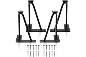 Ironalita 8 Inch Hairpin Legs for Furniture Set of 4, Heavy Duty Industrial Metal Table Legs with 3/8" Black Solid Iron, DIY Hair Pin Legs for Dresser, Couch, Cabinet, Bench with 4 Floor Protectors