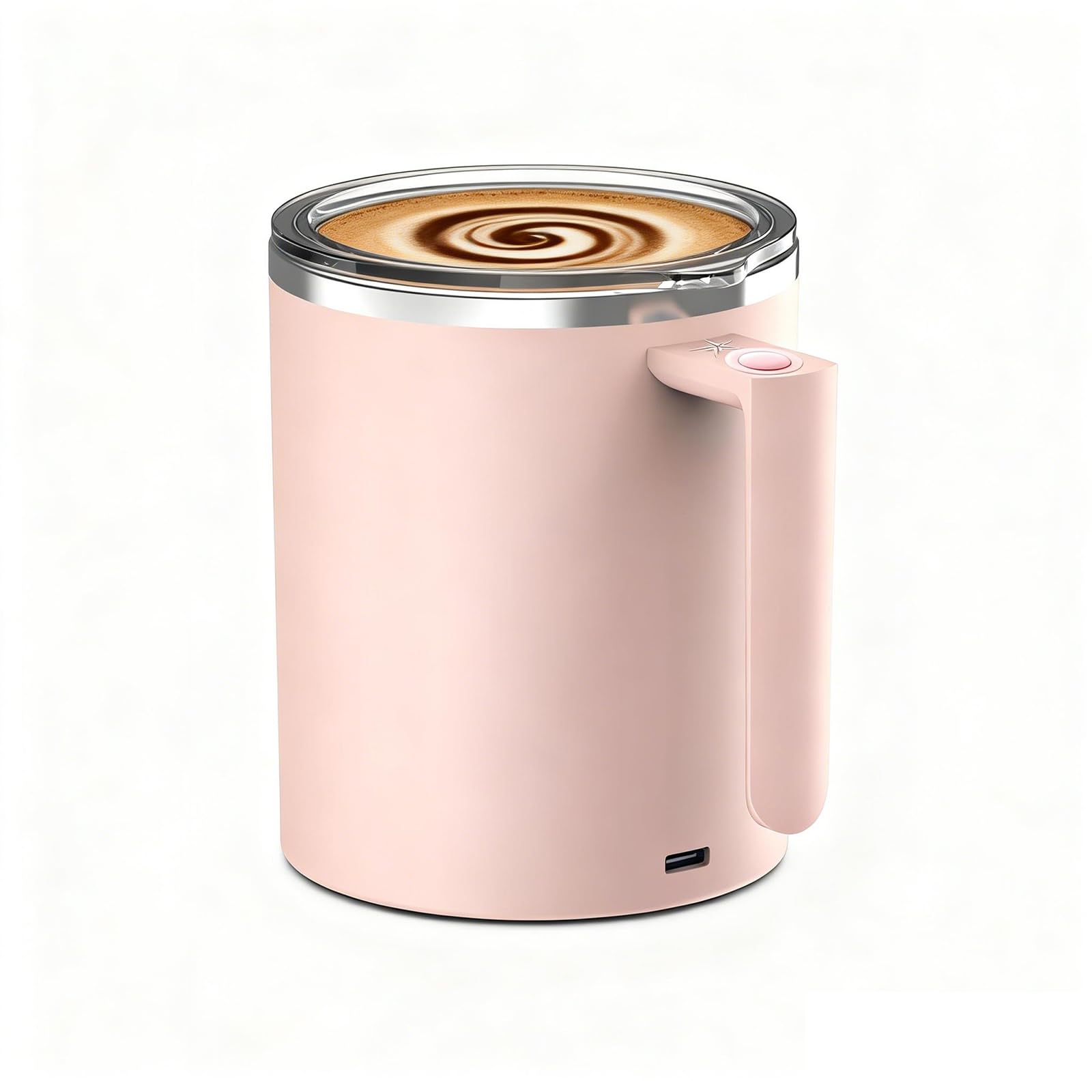 FOXNSK Self Stirring Mug, 360ML Self Stirring Coffee Mug Magnetic Stirring Mug Electric Magnetic Stirring Coffee Mug Electric Mixing Cup Suitable for Coffee/Milk/Hot Chocolate (Pink)