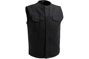 First Mfg Co No Limit Lightweight Denim Vest: Full Back Panel, Conceal Carry Pockets, 2 Chest & 2 Slash Pockets, Sizes S-8X