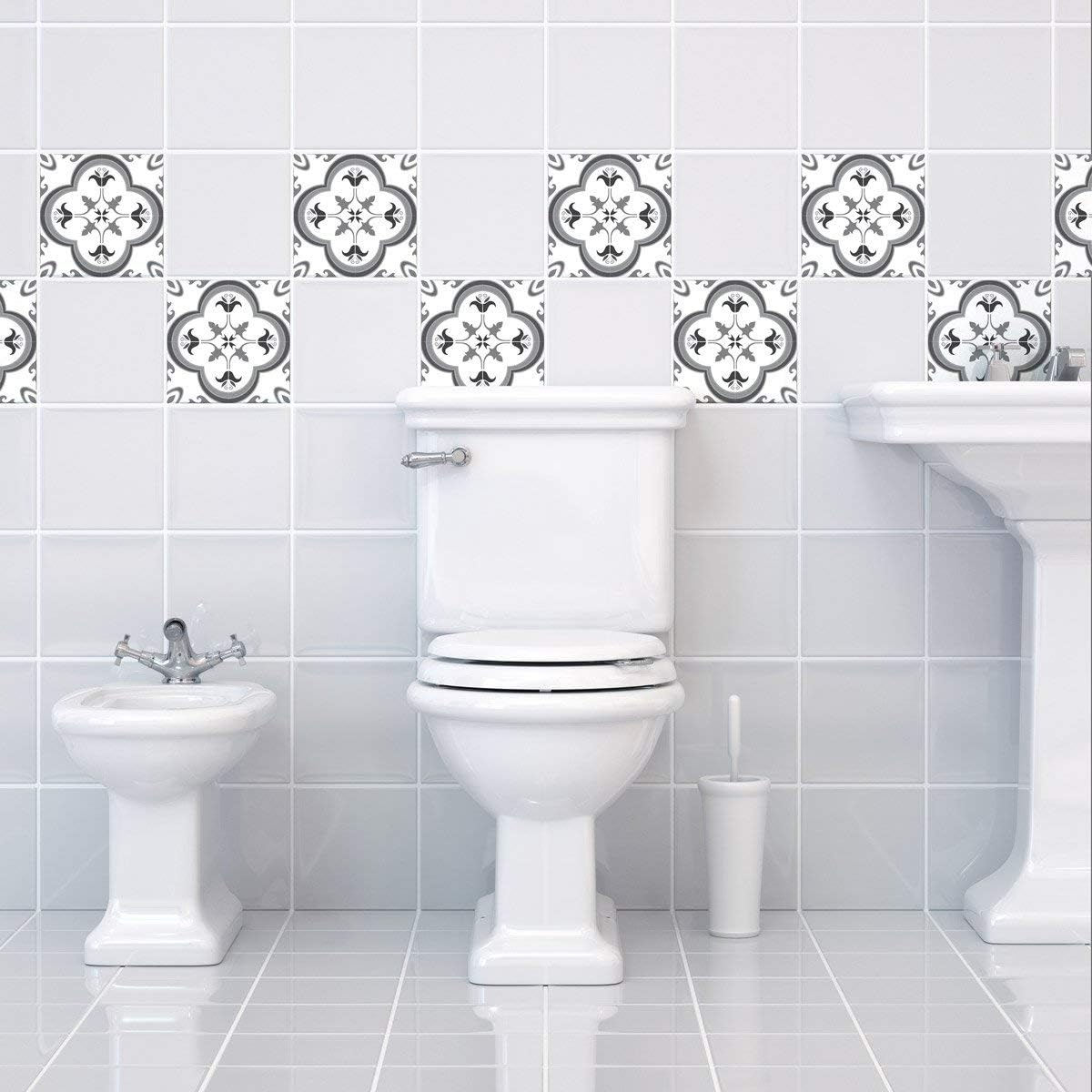 Ambiance Sticker Self-Adhesive Decorative Wall Decal Cement Tile for Bathroom and Kitchen Nuance de Gris Somptueux - Image 3
