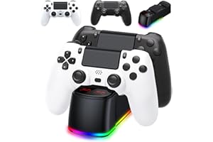 AROEVEIB 2 Pack Controller with Charger Dock for PS4 Wireless Game Controller, with LED Charging Dock Station, 2 USB Cable