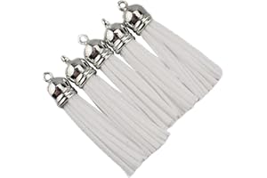 QIANHAILIZZ 30 Silver CCB 2-1/4 Inch Faux Suede Tassel Charm Keychain Cellphone Straps Z58