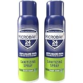 MICROBAN Sanitizing Spray, 15 oz., 2 Pack, Fresh Scent, Disinfects, Sanitizes, Eliminates Odors, and Keeps Killing 99.9% of Bacteria on Hard, Non-Porous Surfaces in Home for up to 24 Hours