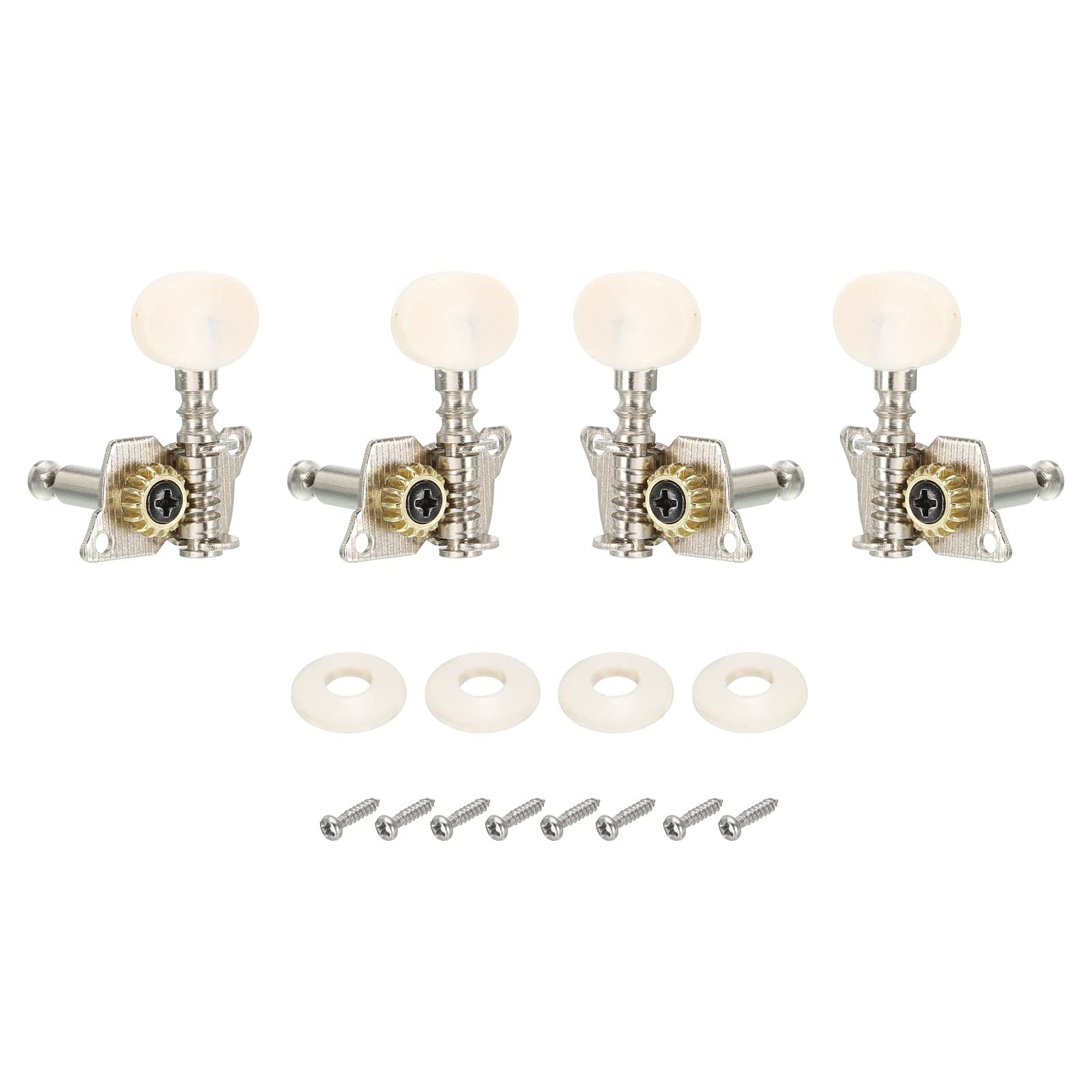 PATIKIL Classical Guitar String Tuning Pegs Chrome Plated Machine Heads Tuning Keys Tuners Single Hole 2L 2R, Beige, Pack of 4