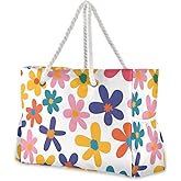 senya Large Beach Bags Totes Canvas Tote Shoulder Bag Soft Wave Water Resistant Bags for Gym Travel Daily Ocean