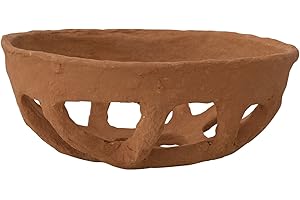 Creative Co-Op Handmade Paper Mache Basket, Rust Decorative Accents, 13" L x 13" W x 5" H, Red