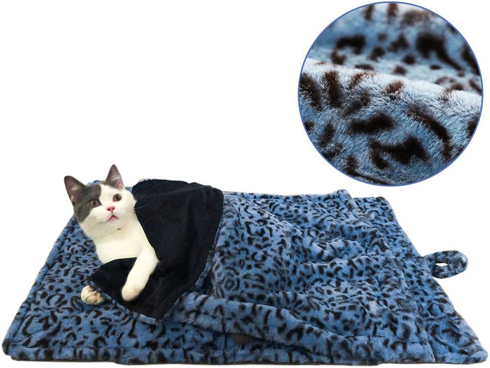 KOOLTAIL Cat Self Warming Bed Pad with Free Blanket - Anti-Slip Heating Pet Mat Leopard Cat Bed Outdoor Soft for Cats Small Puppy : Pet Supplies