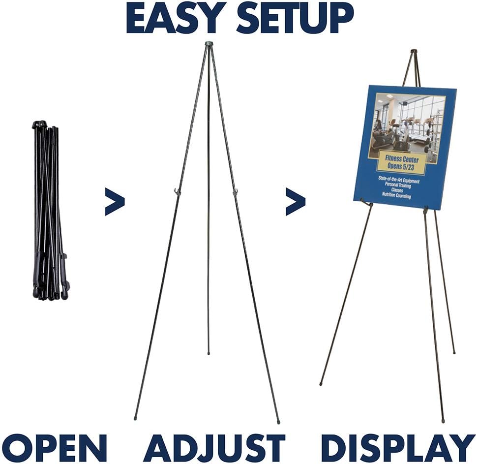 Quartet Easel, Instant Easel Stand, Heavy-Duty, 64", Supports 10 lbs., Tripod Base (27E), Black : Artists Easels : Office Products