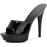 QEOSNBX Women Fish Mouth Sky High Heel Platform Sexy Party Slides Round Open Toe Slip On High Heeled Backless Prom Sandals Fashion Stiletto Dress Bridal Evening Shoes