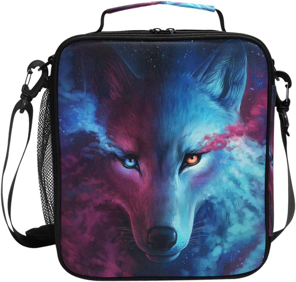 JOYPRINT Lunch Box Bag Galaxy Animal Wolf Lunchbox Insulated Thermal