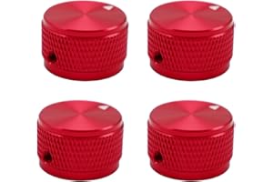 XIYANGJUAN 4pcs Solid All-Aluminum Guitar knobs Red High Precision CNC Machining Amplifier Volume Tone Control Potentiometer knob Cap (Red)