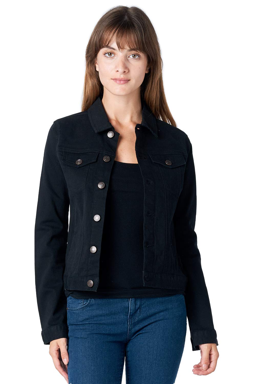 womens black denim jean jacket