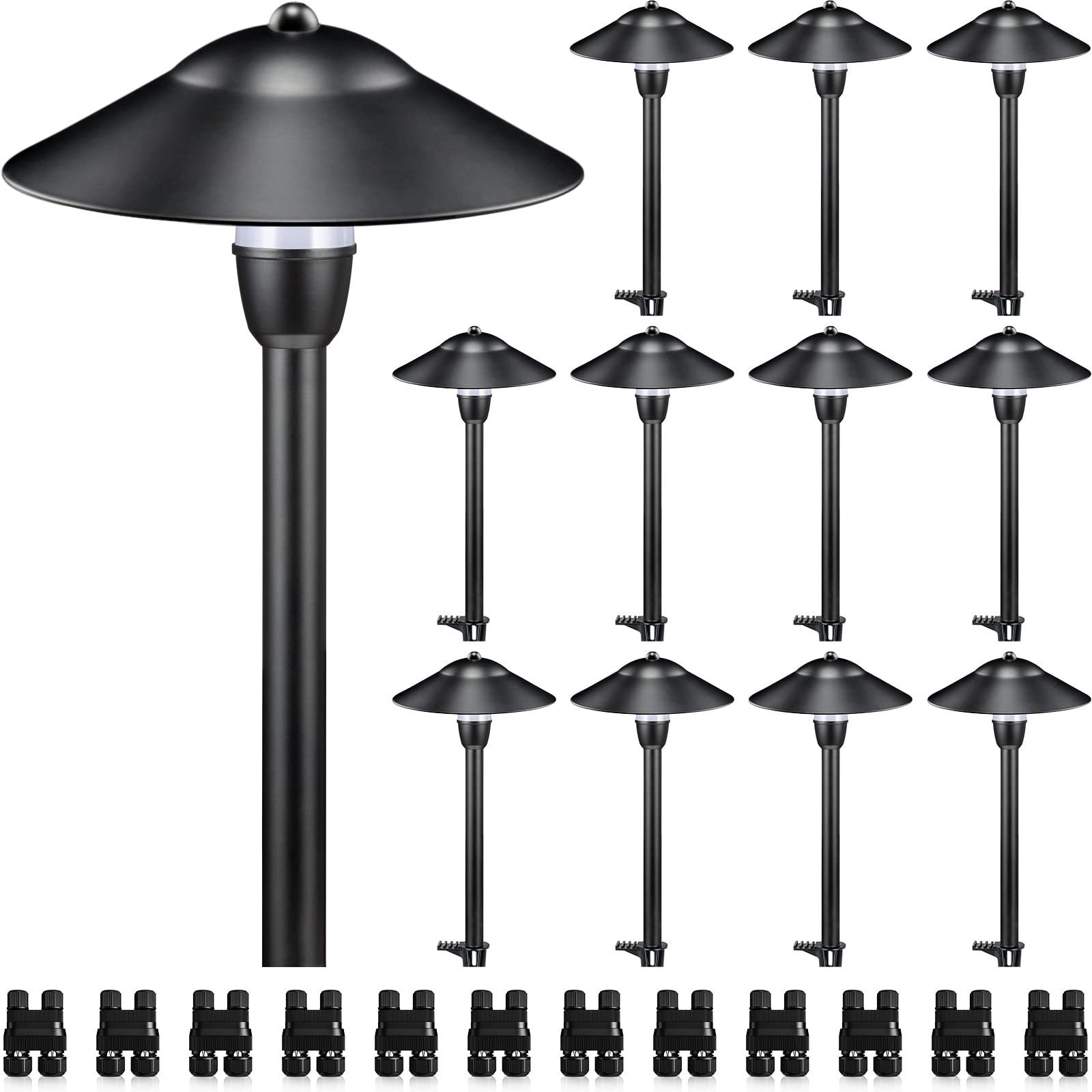 Photo 1 of SUNVIE LED Low Voltage Landscape Lights 3W Cast-Aluminum Pathway Lights Low Voltage 12-24V Waterproof Landscape Path Lights 3000K Landscape Lighting for Yard Garden Walkway ETL Listed Cord, 12 Pack