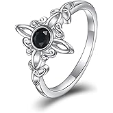 YAFEINI Witches Knot Sterling Silver Ring - Celtic Trinity Knot Jewelry for Women