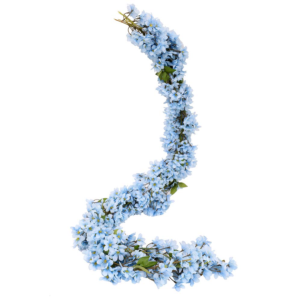 Justoyou 2 Pcs 5 7ft Artificial Sakura Cherry Blossom Flowers Hanging Vine Fake Sakura Garland Fake Oriental Cherry Wreath Home Garden Party Wedding Decor Blue Buy Online In Bahamas At Bahamas Desertcart Com Productid 147594710