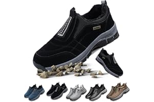Mens Slip On Winter Shoes Hands Free Insulated Waterproof Non Slip Hiking Sneakers Warm Lined Arch Support Wide Fit Work Fur