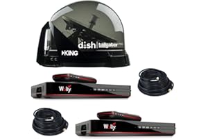 RV Wholesale Direct Dish Bundle DTP4900 Tailgater PRO Premium Satellite TV Antenna w/ 2 Wally Receivers with Additional 50' Cable (RWDCable50)