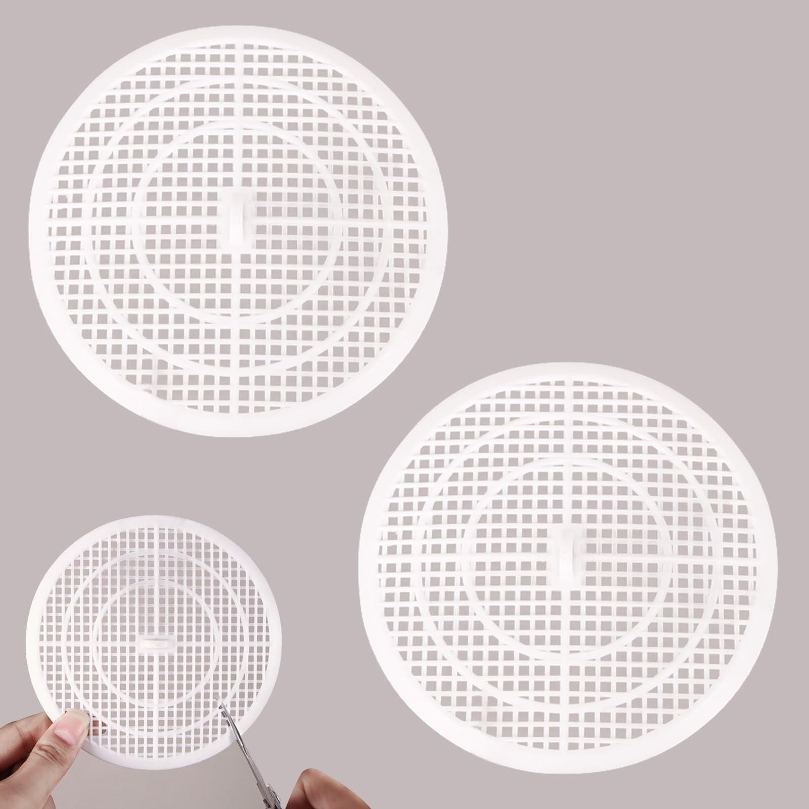 2 Piece Kitchen Sink Strainer - Drain Grill Cover - Bath Hair Catcher - Drain Cover -Can Be Cut Sink Strainer for Kitchen, Bathroom, Shower Tub (White)