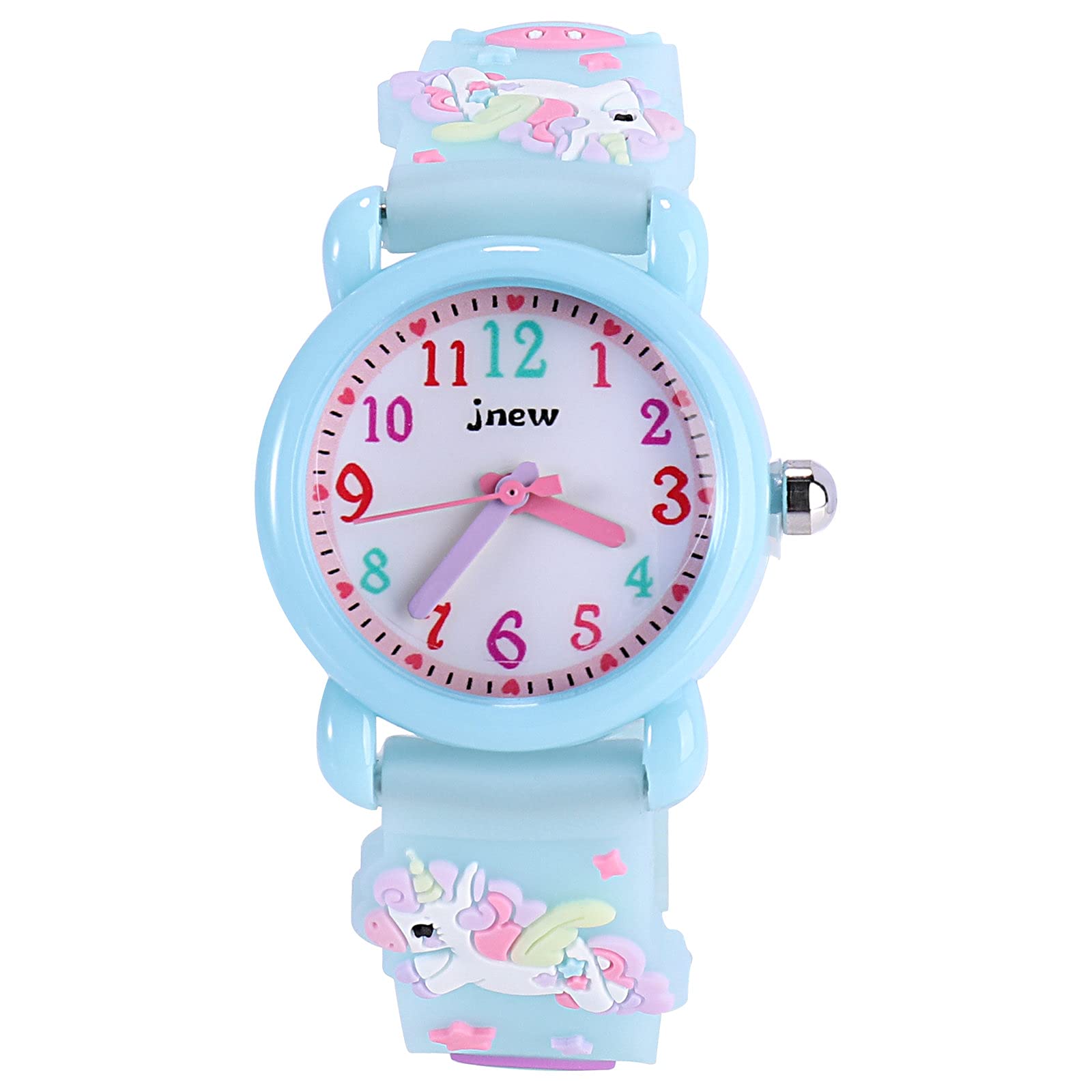 ele ELEOPTION Children's Watch 3D Cute Cartoon Silicone Rubber Band Wristwatch Multi-Colour Dial Digital Display Watch Gift for Little Girls Boy Kids, Horse, Blule