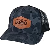 Custom Leather Patch Trucker Hat Laser Engraved for You or Your Company Brand