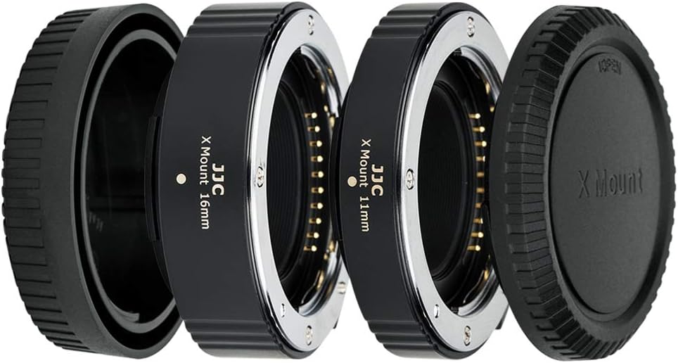 JJC Auto Focus AF Extension Tube for Fujifilm X-H2S X-PRO3 X-T5 X-T4 X-T3 X-H2 X-E3 X-T50 X-T30II X-T30III X-T30 X-T20 X-Mount Camera with TTL Exposure for Close-up Image Photography (11mm/16mm Set)