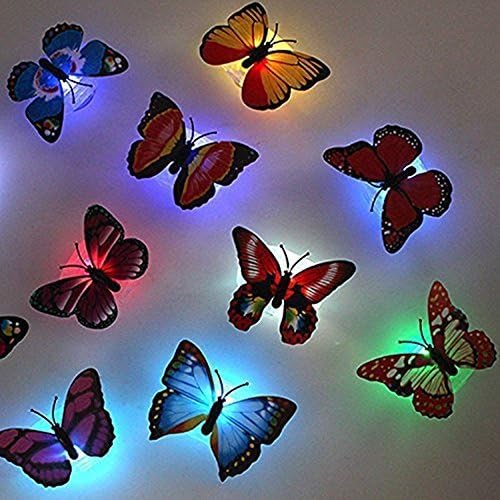 LyDecor 3D butterfly LED night light light wall sticker wall decals for nursery baby room decoration function, 8pcs