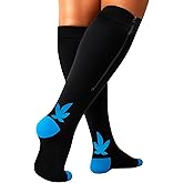 Compression Socks for Men and Women - 20-30 mmHg Zipper Knee High Medical Compression Stockings Calf Fits Up to 23 in - 1 Pair Perfect for Athletic, Nurses, Travelers, Edema Circulation, Pregnancy, Running