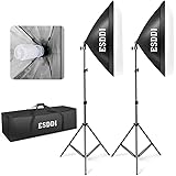 ESDDI 20"X28" Softbox Photography Lighting Kit 800W Continuous Lighting System Photo Studio Equipment Photo Model Portraits Shooting Box 2pcs E27 Video Lighting Bulb