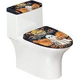 Hwiplsvny Halloween Ghost Toilet Seat & Tank Cover Set Machine Washable Toliet Lid Covers Set of 2 Plush Soft, Fits Most Toilets Decor