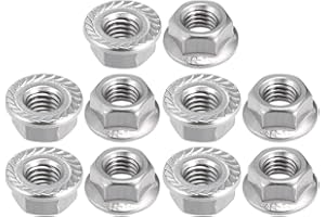 uxcell M8 Serrated Flange Hex Lock Nuts, 201 Stainless Steel, 10 Pcs