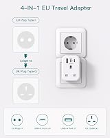 Addtam UK to EU Plug Adapter with 3 USB Ports Type E/F Schuko 3250W view 3