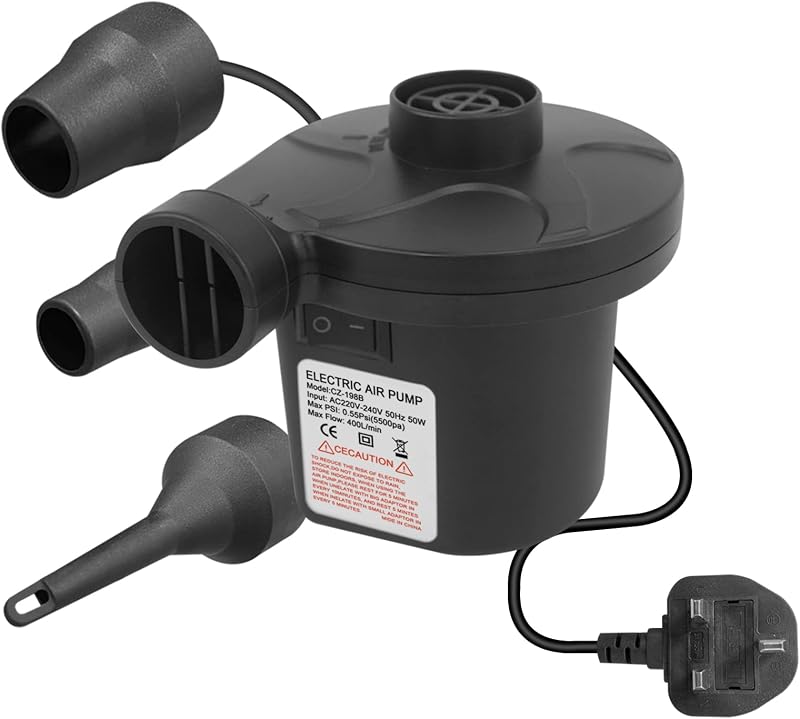 Jsdoin Electric Air Pump 220V 50W 3 Nozzles Portable Inflator Deflator