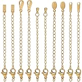 BEAMARKER 20Pcs 5 Styles Gold Extender Chain Bracelet Extension Link with Lobster Clasps 1.97 Inch 304 Stainless Steel Tail Teardrop Linking Connectors for Jewelry Bracelet Necklace Choker DIY Crafts