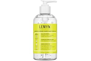 Lemyn Organics Medical‑Grade Hand Sanitizer Gel – 97 % Organic | 70 % USP Ethyl Alcohol | Moisturizing Aloe + Hyaluronic Acid | Freshly Made in USA | 8oz Bottle with Pump