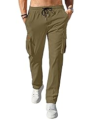 PLEPAN Men's Casual Cargo Pants Drawstring Hiking
