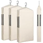 Aliceset 3 Pack Pure Cotton Garment Storage Bag for Hanging Clothes 24 x 40 Inch Breathable Garment Cover Canvas Suit Bags for Closet Storage Short Dresses Suits Gowns