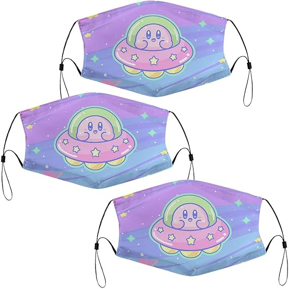 Kirby Spaceship Mask, Anime Masks Reusable 3 PCS Set Mask Washable