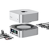 RayCue All-in-One Dock for Mac mini M4 with Smart Displays, NVMe/SATA SSD Enclosure, 4K60Hz HDMI, 10G USB-A/C, 5G USB-A*2, USB-C Charging, SD/TF, Audio – Mac mini M4 HUB &Docking Station(2024)